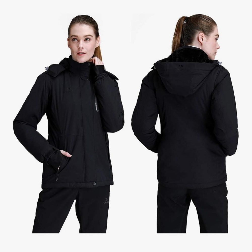 CAMEL CROWN Women's Warm Winter Ski Jackets Waterproof Snow Coat W Hood SZ Large